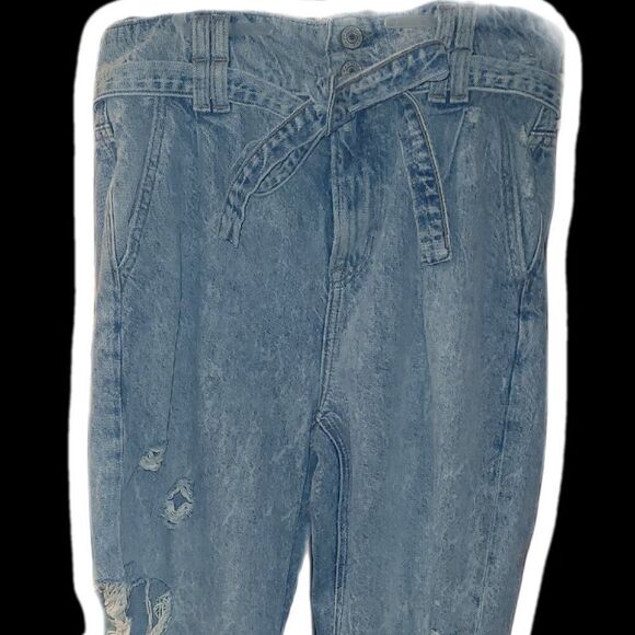 AMERICAN EAGLE OUTFITTERS RIPPED BAGGY WIDE LEGGED JEANS - Picture 2 of 2